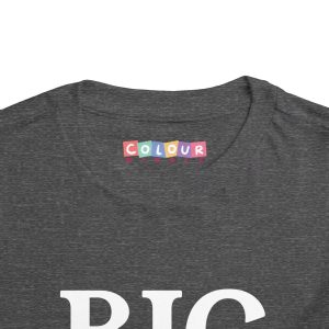 Toddler Tee Big Brother v1 Dark Heather Grey Front Collar Closeup