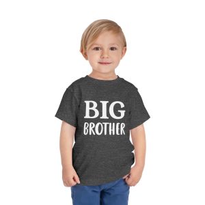 Toddler Tee Big Brother v1 Dark Heather Grey On Person