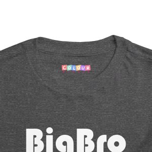 Toddler Tee Big Brother v4 Dark Heather Grey Front Collar Closeup