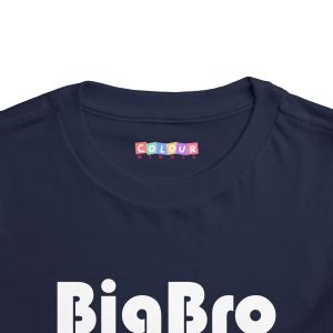Toddler Tee Big Brother v4 Navy Front Collar Closeup