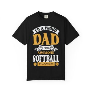 ColourMingle Proud Dad Softball Tee Black Front