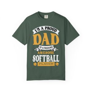 ColourMingle Proud Dad Softball Tee Blue Spruce Front