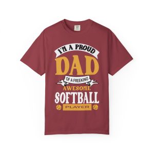 ColourMingle Proud Dad Softball Tee Chilli Front