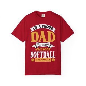 ColourMingle Proud Dad Softball Tee Red Front