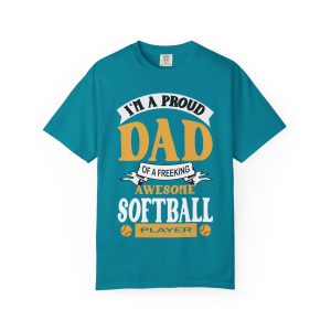 ColourMingle Proud Dad Softball Tee Topaz Blue Front