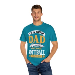 ColourMingle Proud Dad Softball Tee Topaz Blue Person 1