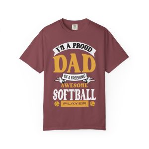 ColourMingle Proud Dad Softball Tee Vineyard Front