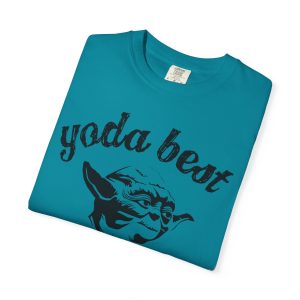 Colourmingle Yoda Best Grandpa t-shirt Topaz Blue Folded