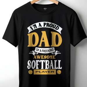 ColourMingle Proud Dad Softball Tee Black
