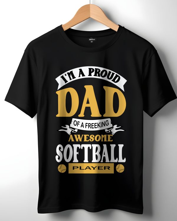 ColourMingle Proud Dad Softball Tee Black
