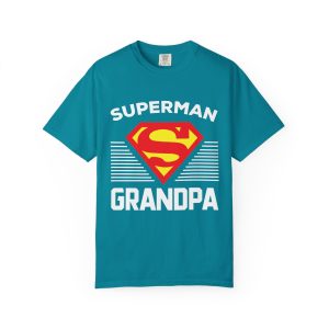 Superman Grandpa T-Shirt Topaz Blue Front