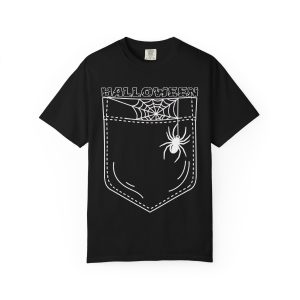 Spider Web Shirt For Halloween | Halloween Pocket Spider Tee