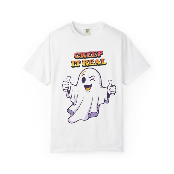 Unisex Halloween graphic tee with ghost design for men and women
