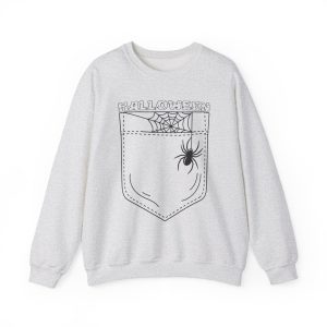 Spider pocket sweatshirt minimal Halloween crewneck gray