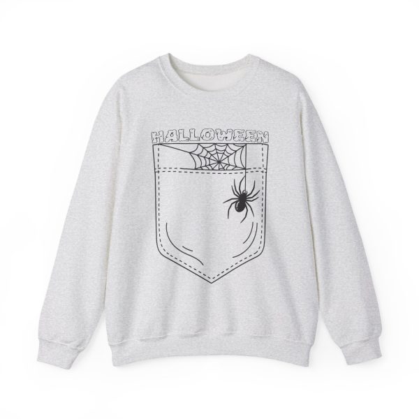 Spider pocket sweatshirt minimal Halloween crewneck gray