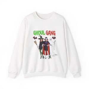 Ghoul Gang Halloween sweatshirt with witch vampire ghost design