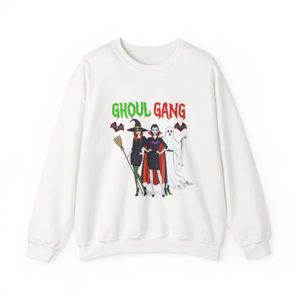Ghoul Gang Halloween sweatshirt with witch vampire ghost design