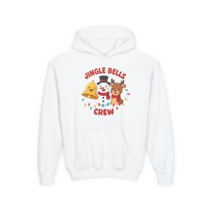 Jingle Bells Crew Hoodie – Cute Snowman Reindeer Bell Youth Christmas Sweatshirt