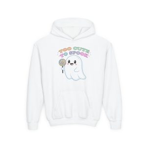 Too Cute To Spook Youth Hoodie – Kids Halloween Sweatshirt, Ghost Hoodie, Spooky Season Outfit