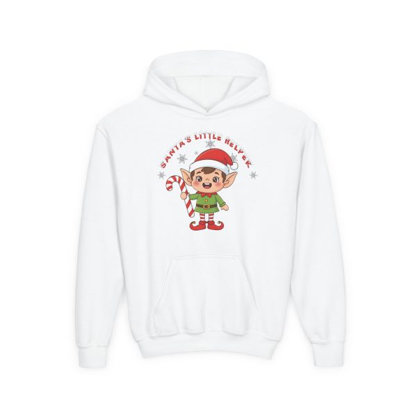 Santa’s Little Helper Hoodie – Cute Christmas Elf Sweatshirt for Kids Holding Candy Cane